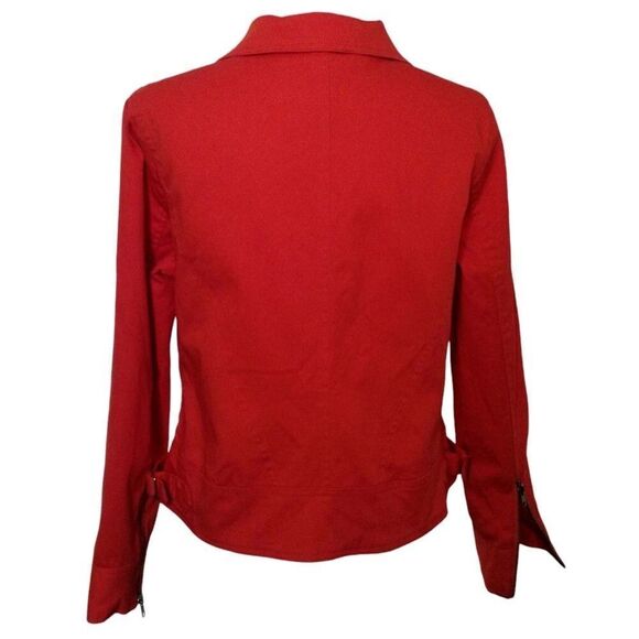 PATRICK CHRISTOPHER Cotton Jacket Orange Moto silver zipper pockets size Large - Picture 3 of 13